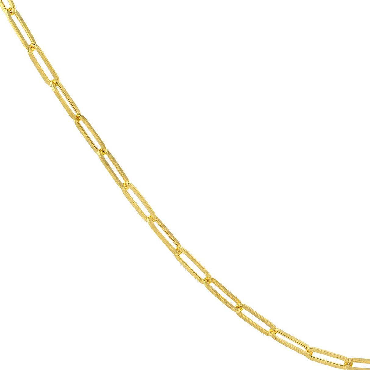 14K Gold Chain, 24", Hollow Paper Clip Chain with Pear Lock, 3,8mm, Gold Layered Chain, Gold Layered Necklaces, - Diamond Origin