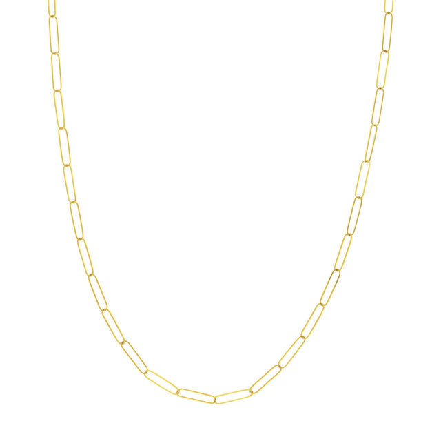 14K Gold Chain, 24", Paper Clip Chain with Pear Lock 3,6mm, Gold Chain Necklace, Gold Layered Chain, - Diamond Origin