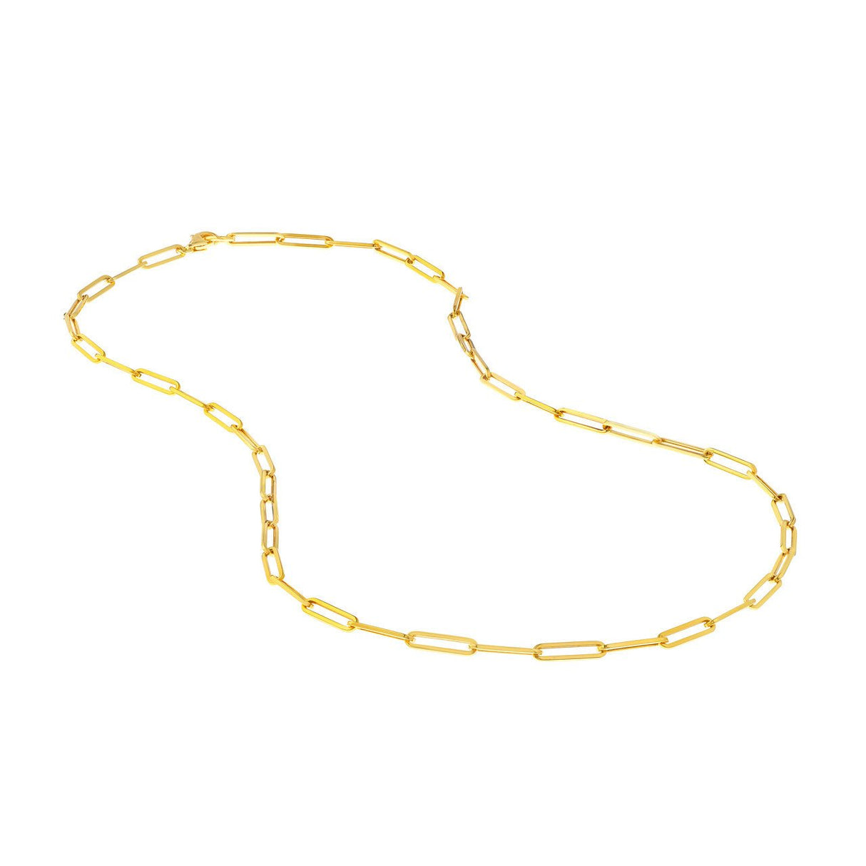 14K Gold Chain, 3.95mm Paper Clip Split Chain with Pear Lock, Gold Layered Chain, Gold Necklaces, - Diamond Origin