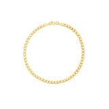 Detailed view of the 14K Gold Chain Bracelet featuring the 3.7mm Curb Chain design, accentuating its luxurious texture, diamond origin, gold bracelet, gold bracelets,