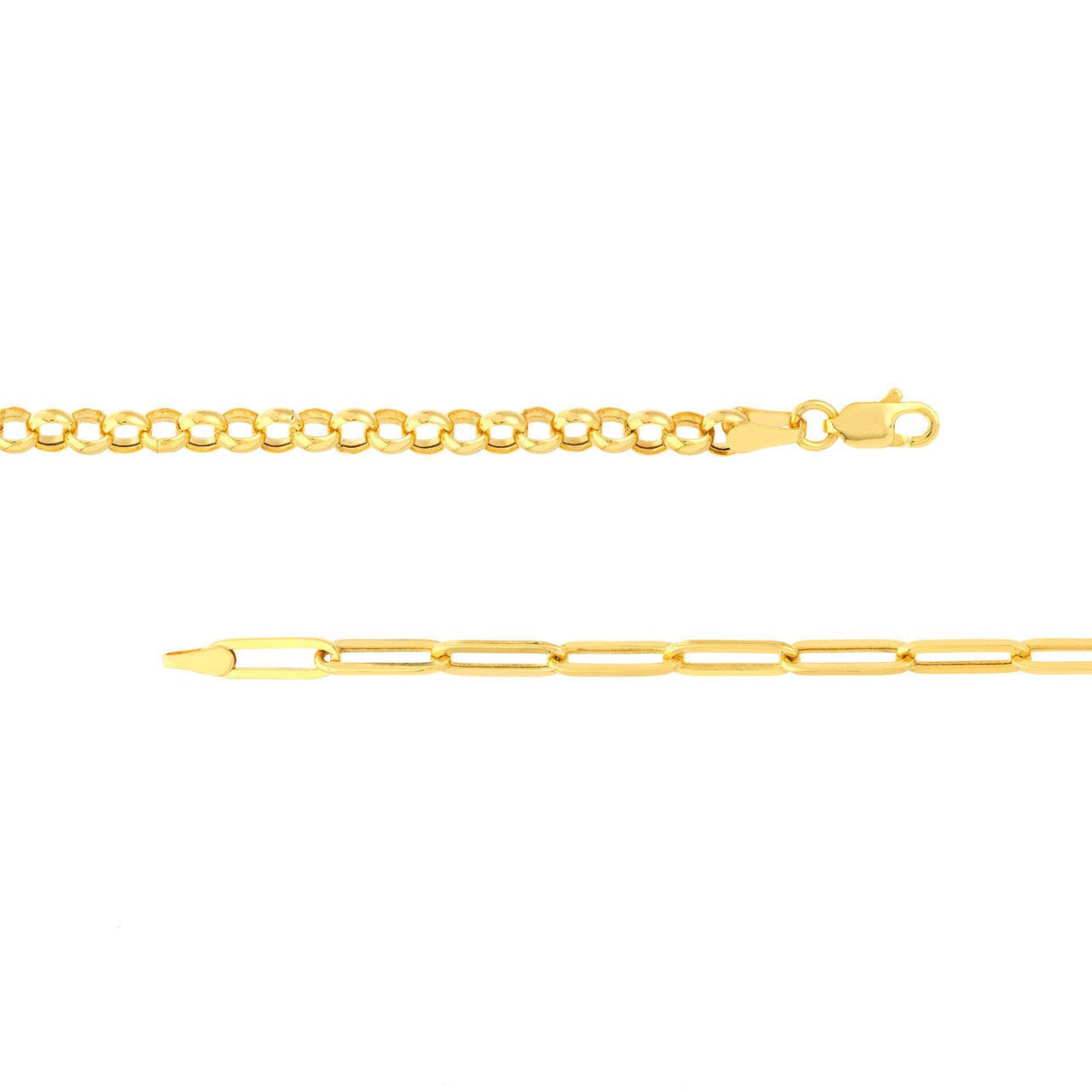 14K Gold Chain Bracelet , 7.5", 50/50 Paper Clip + Rolo Chain with Lobster Lock, Gold Bracelets, 2023 - Diamond Origin