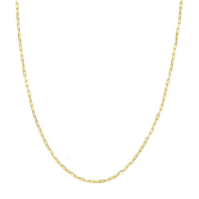 Captivate with this 14K gold chain necklace, featuring 1.95mm D/C paper clip links that exude contemporary charm. The lobster lock provides a reliable and convenient closure, making it an ideal accessory for those seeking a stylish and versatile piece that effortlessly complements any outfit, adding a touch of glamour and refinement.