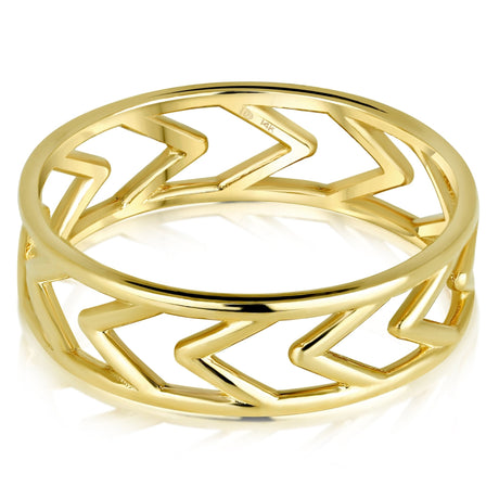 14K Gold Chevron Ring, Gold Stackable Ring, Gold Chevron Band, Gold Ring, - Diamond Origin