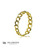 14K Gold Curb Link Ring, Gold Stackable Ring, Gold Ring, - Diamond Origin