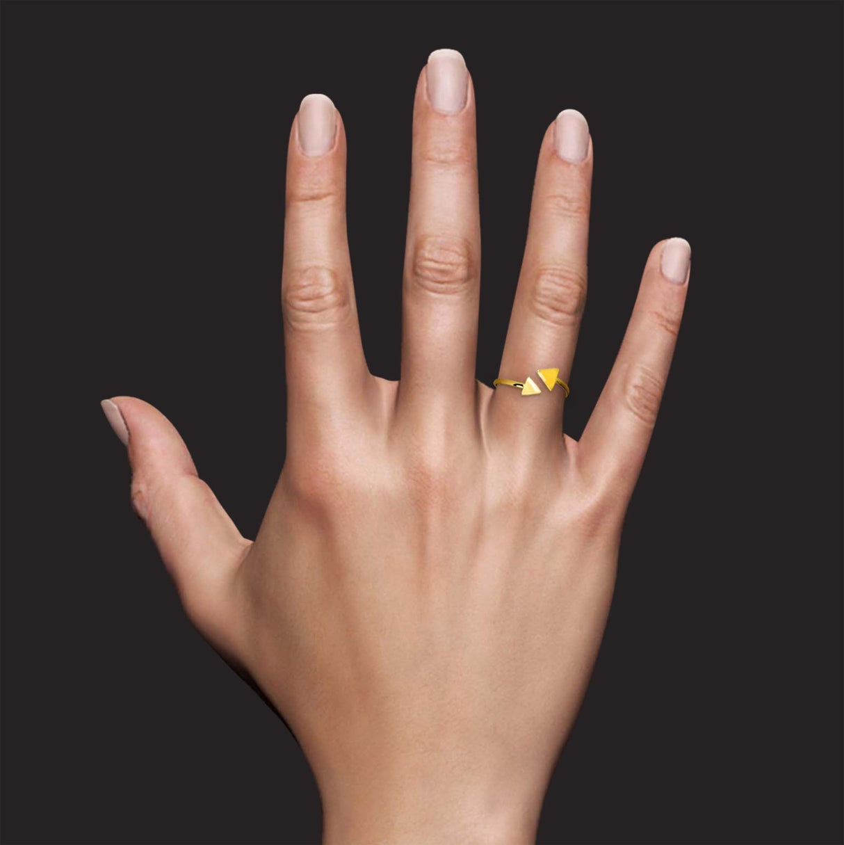 The 14K Gold Double Triangle Open Ring is an embodiment of Diamond Origin's dedication to crafting unique, high-quality jewelry. Whether you're treating yourself or giving a gift to someone special, this ring is a timeless piece that will be cherished for years to come, opensizegoldring, goldrings, solidgoldring,