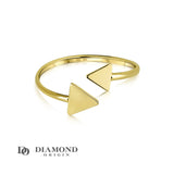 The 14K Gold Double Triangle Open Ring from Diamond Origin is an epitome of modern luxury and exquisite artistry. Seamlessly blending contemporary design with classic elegance, this captivating piece is a testament to Diamond Origin's commitment to innovative jewelry design, 14Kgoldrings, goldrings, goldring, solidgolering,opensizegoldring,