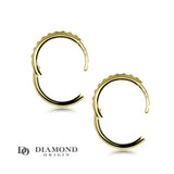 14K Gold Earrings 2023 Collection, 15mm 1/2 Channel Beads Hoops, Gold Hoop Earrings, - Diamond Origin