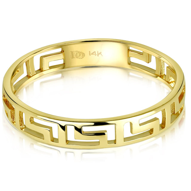 14K Gold Greek Band, Gold Stackable Ring, Gold Band, Gold Ring, - Diamond Origin