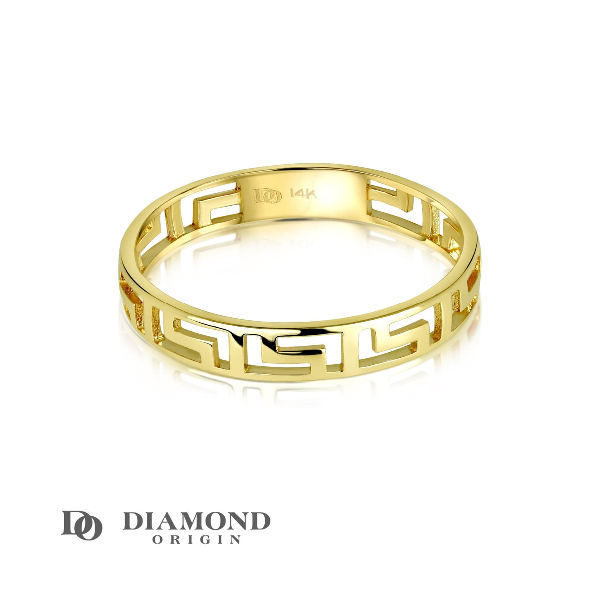 The 14kt Greek Gold Band beautifully reflects the brand's commitment to timeless elegance, craftsmanship and unique design. Featuring an enduring Greek motif, this stackable gold ring is a stunning combination of ancient symbolism and contemporary style.