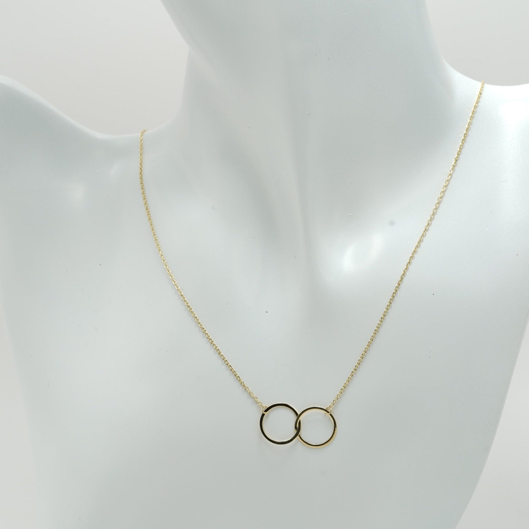 Buy 14k Solid Gold Necklace, Double Circle Pendants, Gold Round Necklace,  Two Colored Necklace Online in India - Etsy