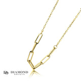 14K Gold Necklace, Double Paper Clip Adjustable Necklace, Paper Clip Shape Link Necklace, - Diamond Origin