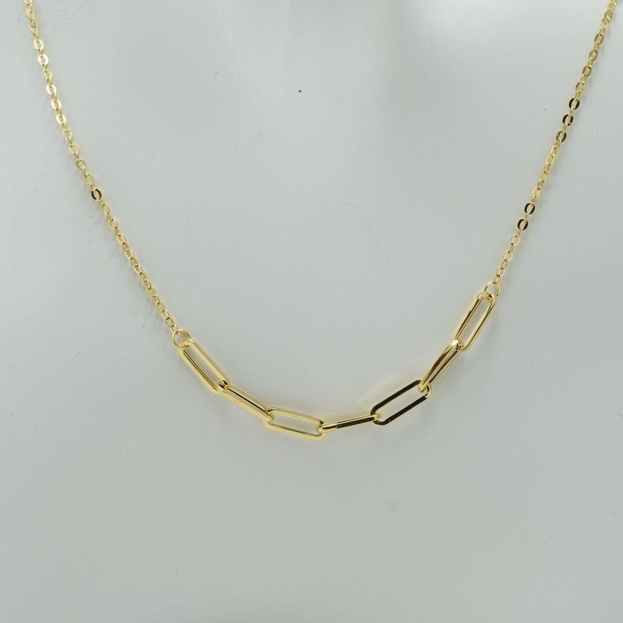14K Gold Necklace, Double Paper Clip Adjustable Necklace, Paper Clip Shape Link Necklace,  Make a statement with this 14K gold necklace from Diamond Origin. Its unique double paper clip design and adjustable length make it a fashionable, yet wearable piece that works with any style. Rich and eye-catching, the real existing product will elevate any look. Gift it or keep it- this paper clip necklace is a stunning addition to your jewelry collection.