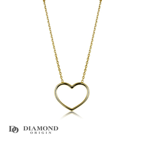 The 14K gold necklace presented is a delicate testament to love and elegance. Its design, dominated by an open wire heart, speaks to the vulnerability and transparency of true emotions.