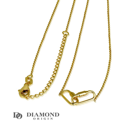 14K Gold Necklace, Pettie Carabiner Links Adjustable Necklace,