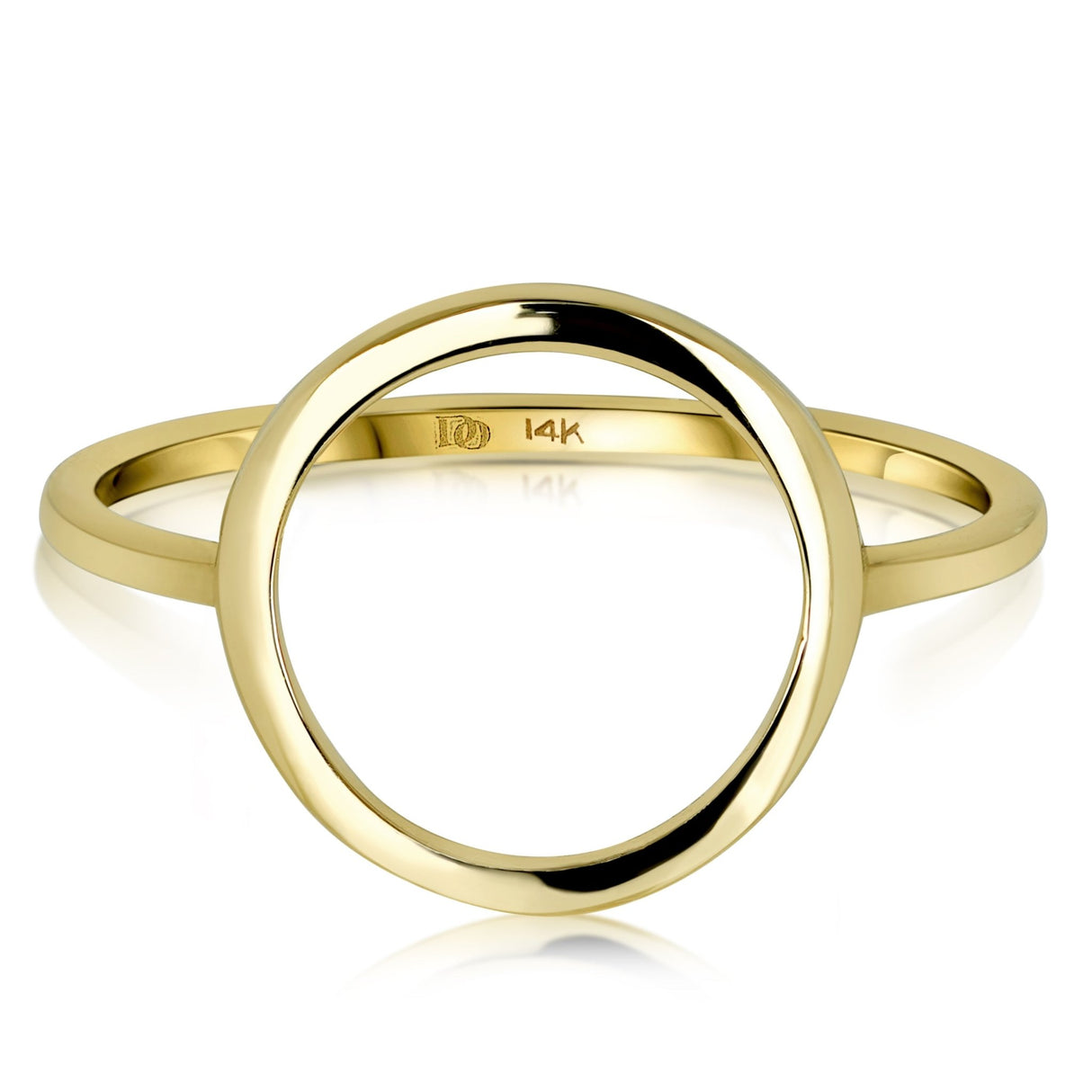 14K Gold Open Circle Ring, Gold Stackable Ring, Gold Ring, - Diamond Origin