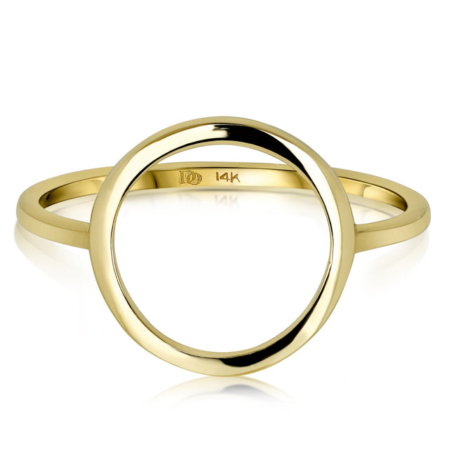 14K Gold Open Circle Ring, Gold Stackable Ring, Gold Ring, - Diamond Origin