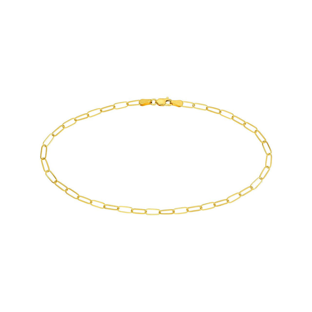 14K Gold Chain, Paper Clip Chain with Lobster Lock, 3mm Gold Chain Necklace