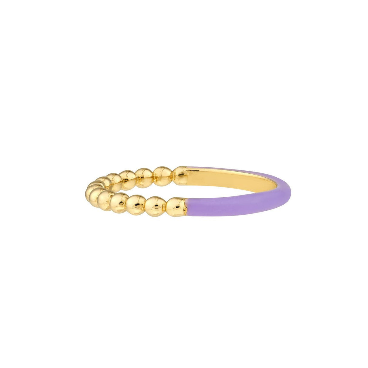 14K Gold Ring, Ring Collection 2023, 1/2 Beaded 1/2 Purple Enamel Ring  Elegant, fashionable, and trendy gold ring,  Gold ring from Diamond Origin,