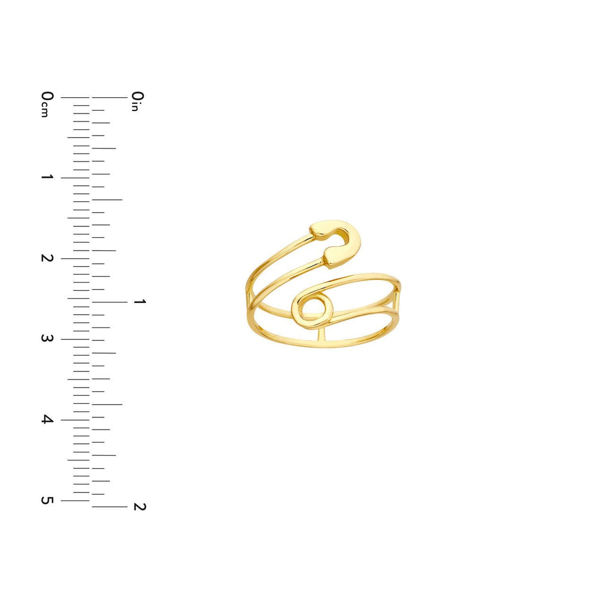 The Bypass Ring with its safety pin design displayed against a minimalist background, emphasizing its innovative style and the sophistication of the 14K gold