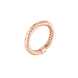 An angled view of the 14K Gold Ring highlights the textured rope detailing and the innovative tube design that make it a unique piece of accessory. The twisted rope pattern is a testament to expert craftsmanship, while the tube design provides a fresh, modern perspective on traditional gold bands, diamond origin,