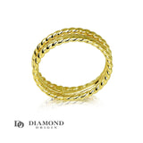 14K Gold Twist Triple Ring, Gold Stackable Ring, Gold Ring, - Diamond Origin