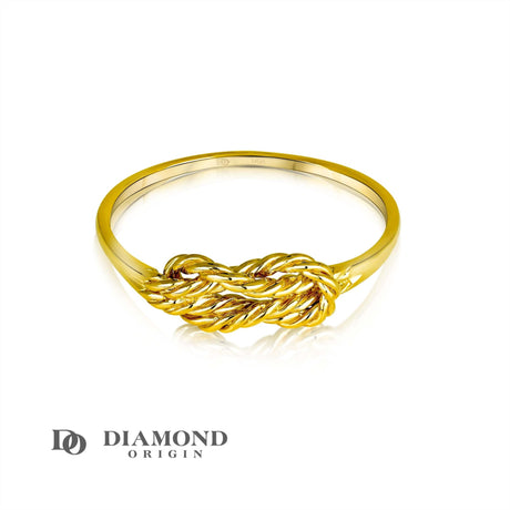 14K Gold Twisted Love Knot Ring, Gold Stackable Ring, 2023, Gold Ring, - Diamond Origin