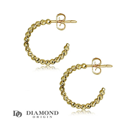 14K Gold Twisted Tube Hoop Earrings - Diamond Origin
