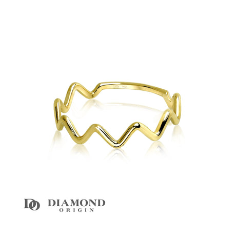 14K Gold Zigzag Ring, Gold Stackable Ring, Gold Ring, - Diamond Origin