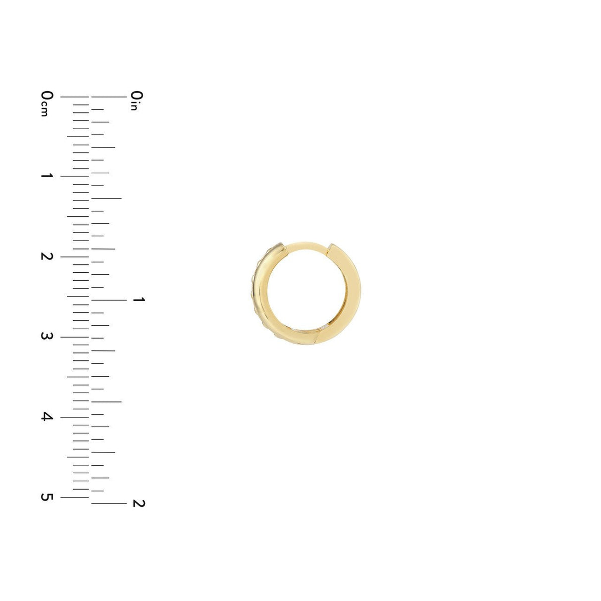 14K Solid Gold 13x5.5mm 1/2 Channel Beaded Huggie Earrings, Hoop Earrings, - Diamond Origin