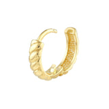 14K Solid Gold 3.5x13mm Medium Ribbed Polished Hoop Earrings, Golden Hoop Earrings, - Diamond Origin