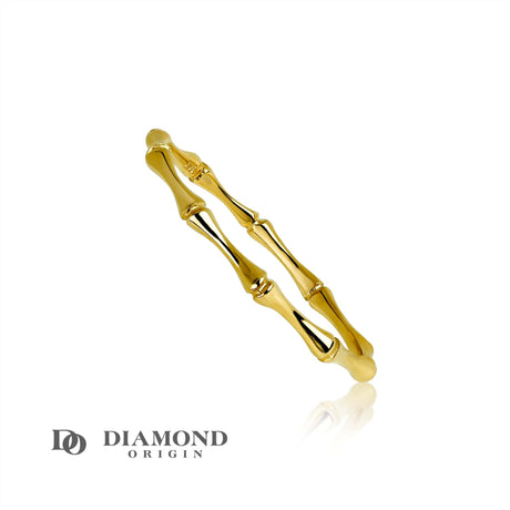 14K Solid Gold Bamboo Ring, Gold Stackable Ring, 1,7mm Width, Gold Ring, - Diamond Origin
