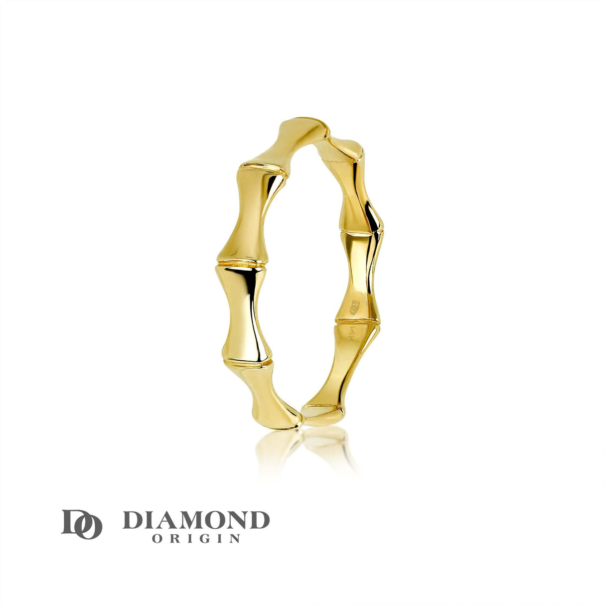 14K Solid Gold Bamboo Ring, Gold Stackable Ring, Thickness 3,5 mm, Gold Ring, - Diamond Origin