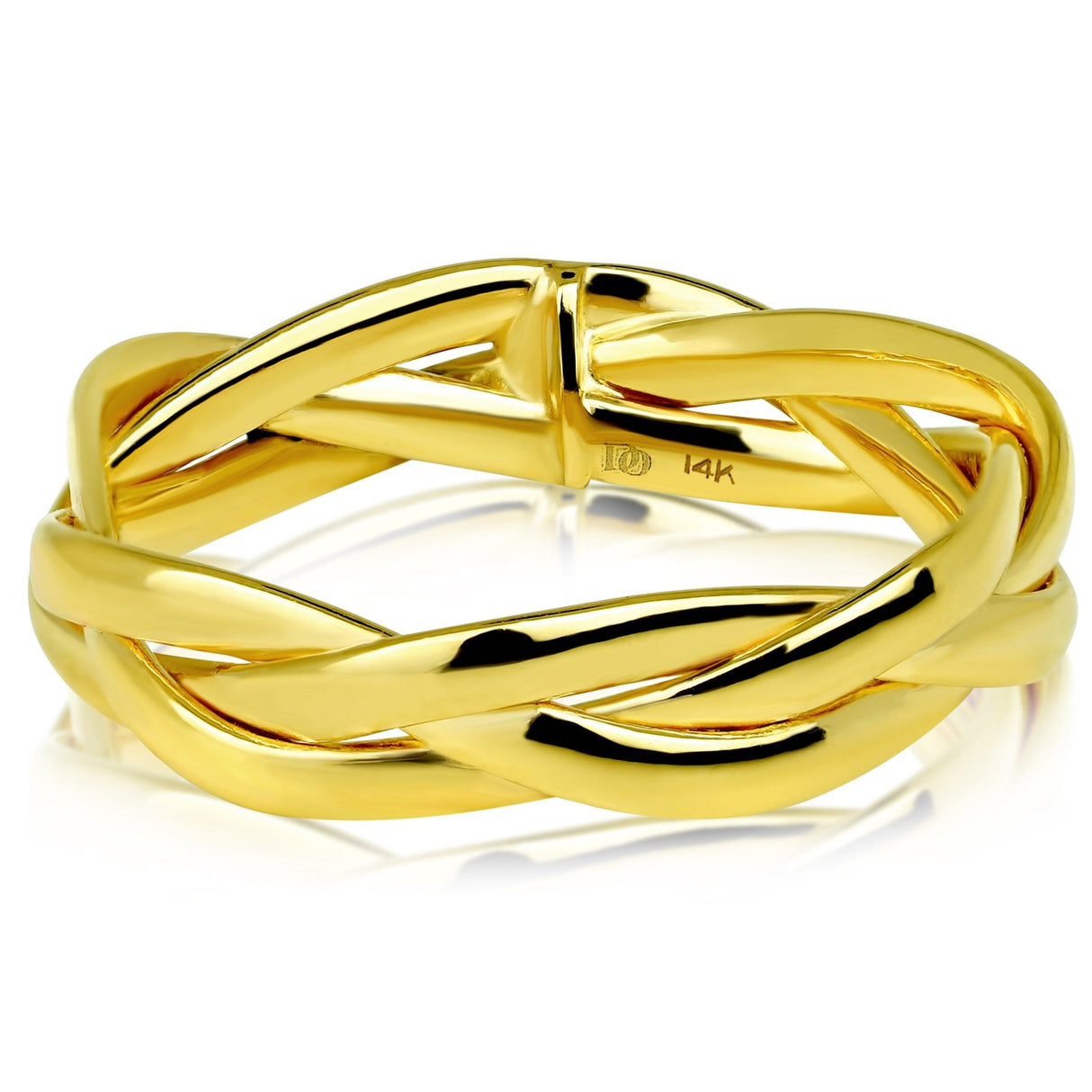14K Solid Gold Braided Ring, 14K, Gold Stackable Ring, Gold Ring, - Diamond Origin