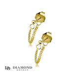 14K Solid Gold Earrings, Curb Chain Front-to-Back Earrings, Gold Chain Earring, Gold Fashion Earrings, - Diamond Origin