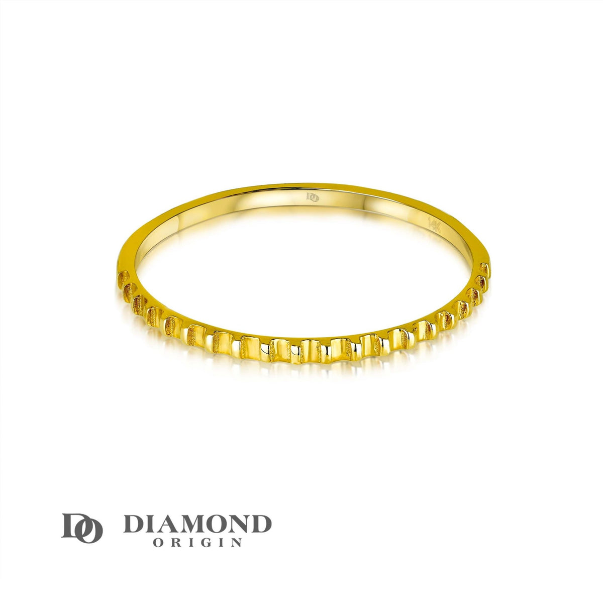 14K Solid Gold Ribbed Band Ring. 14K, Gold Stackable Ring, Gold Ring - Diamond Origin