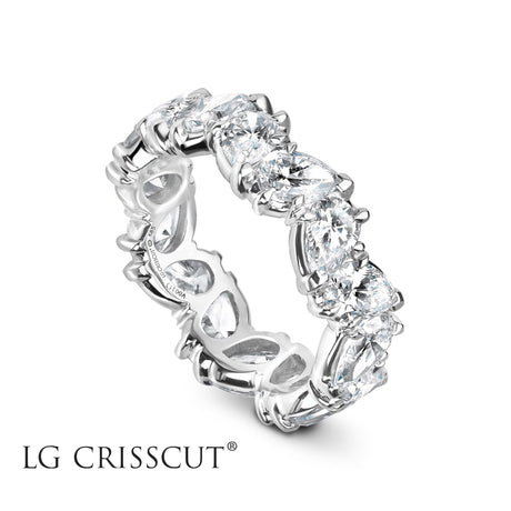 Crisscut Diamond Band, Pear Shape Eternity Diamond Band, Lab Grown Diamond Crisscut , - Diamond Origin