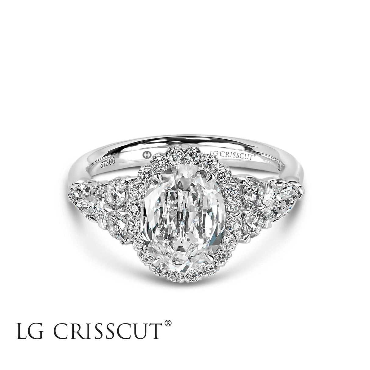 Crisscut Diamond Ring, 1.5 ct Lab Created Crisscut Diamond, Halo Ring, - Diamond Origin
