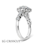 Crisscut Diamond Ring, 1.5 ct Lab Grown Round Diamond Ring, Halo Diamond Ring, - Diamond Origin