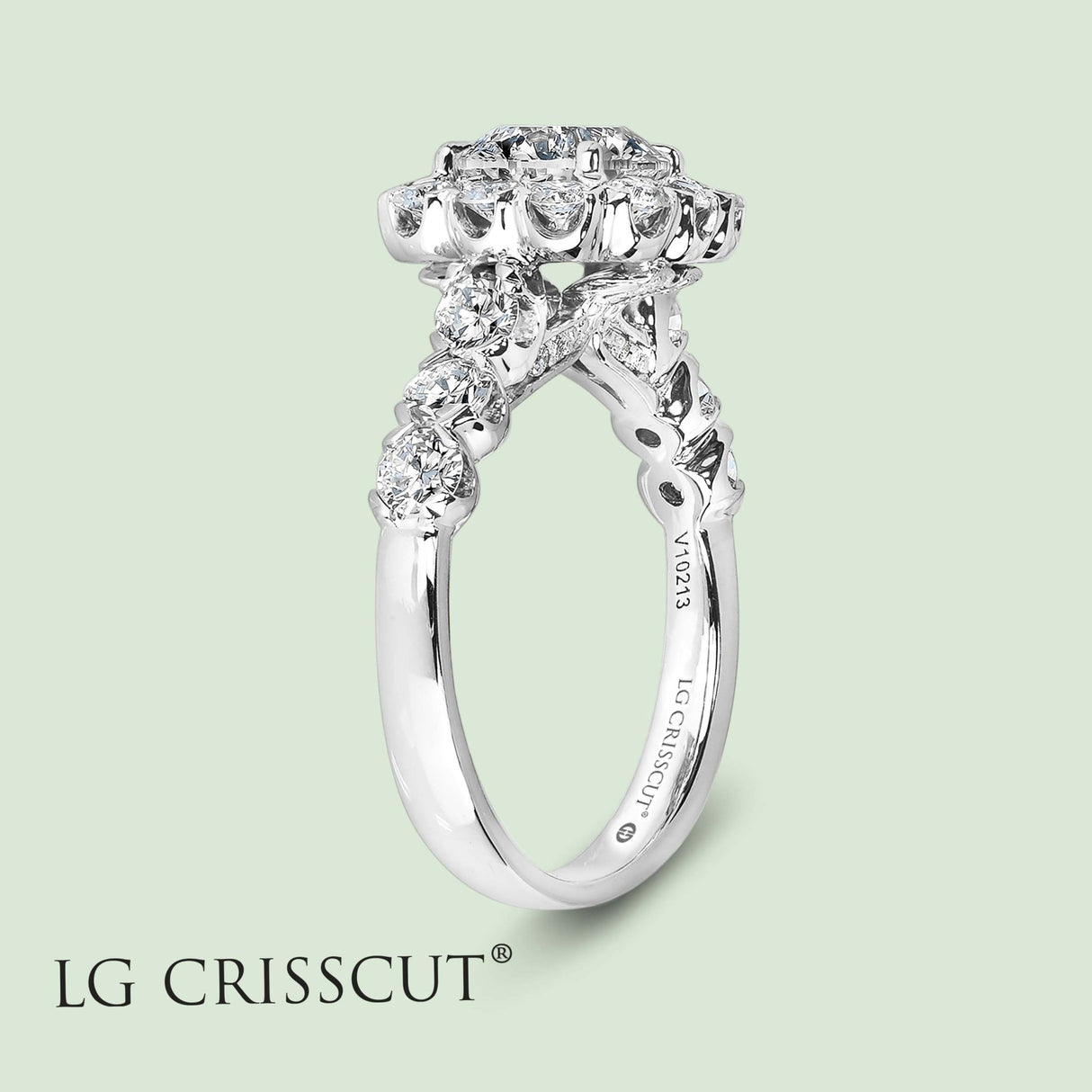 Crisscut Diamond Ring, 1.5 ct Lab-Grown Round Diamond Ring, Halo Diamond Ring, - Diamond Origin