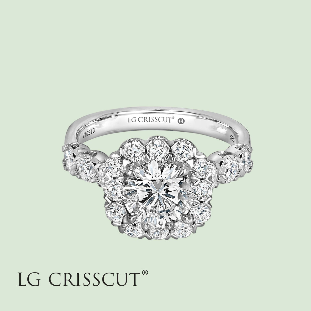 Crisscut Diamond Ring, 1.5 ct Lab-Grown Round Diamond Ring, Halo Diamond Ring, - Diamond Origin