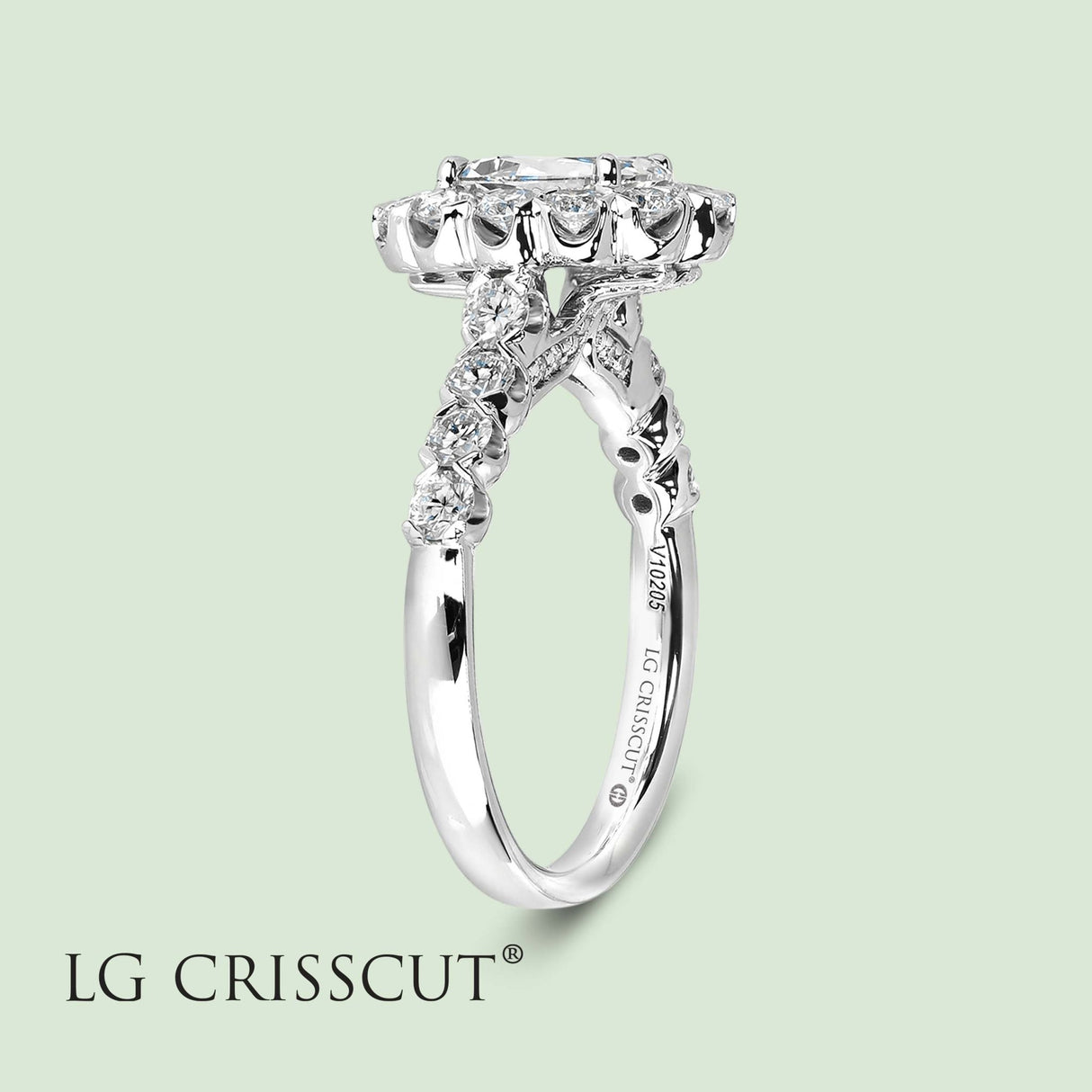 Crisscut Diamond Ring, Lab Grown Oval Diamond Ring, 1 ct Center Lab Grown Diamond Ring, Halo Diamond Ring, - Diamond Origin