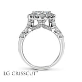Crisscut Diamond Ring, Lab Grown Pear Shape Diamond Ring, Halo Diamond Ring, 2 ct Diamond Ring, - Diamond Origin