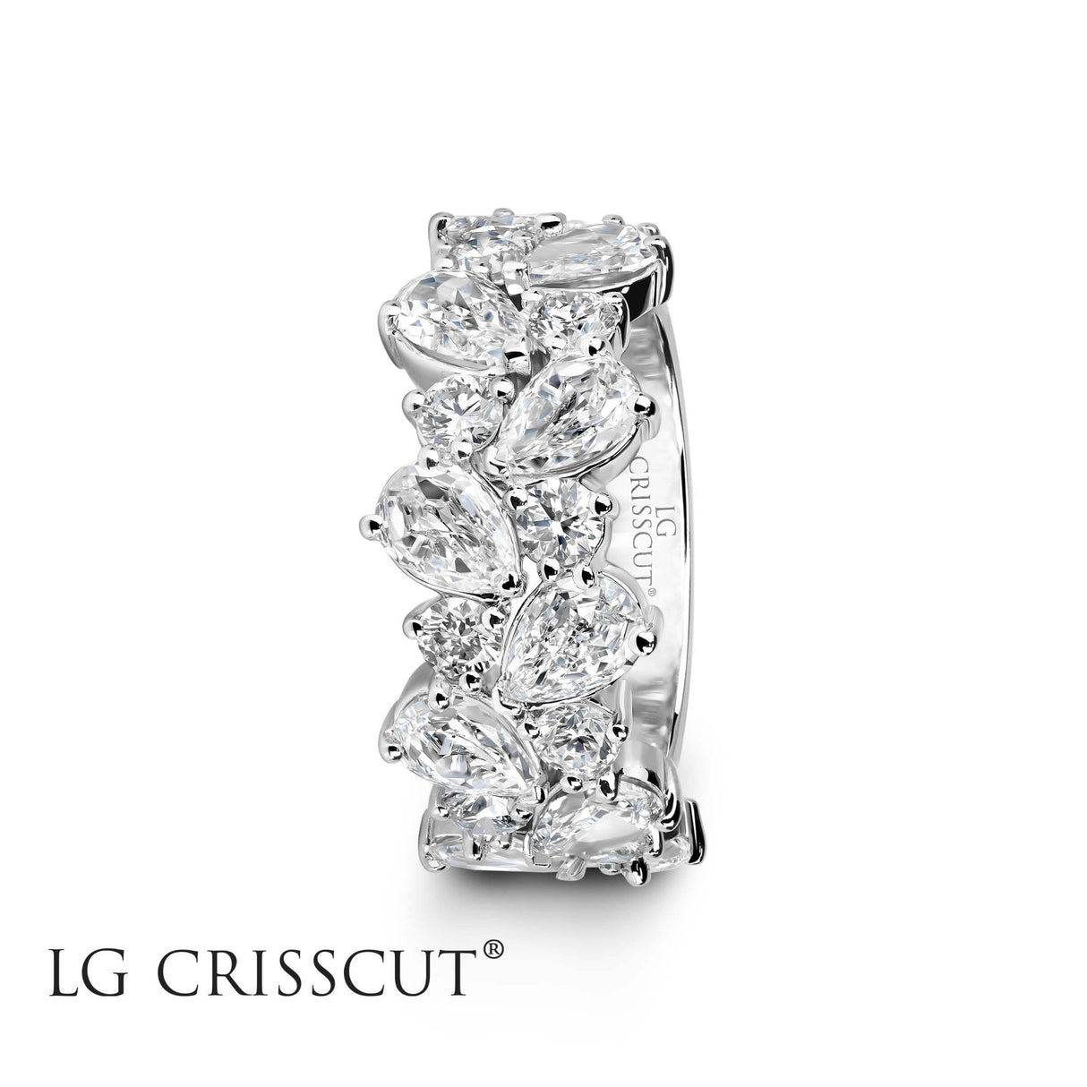 Crisscut Lab Grown Diamond Ring, Lab Created Crisscut Band, Lab