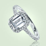 Diamond Ring, 2 Ct Emerald Lab Grown Diamond Ring, Halo Emerald Lab Grown Diamond Ring, - Diamond Origin