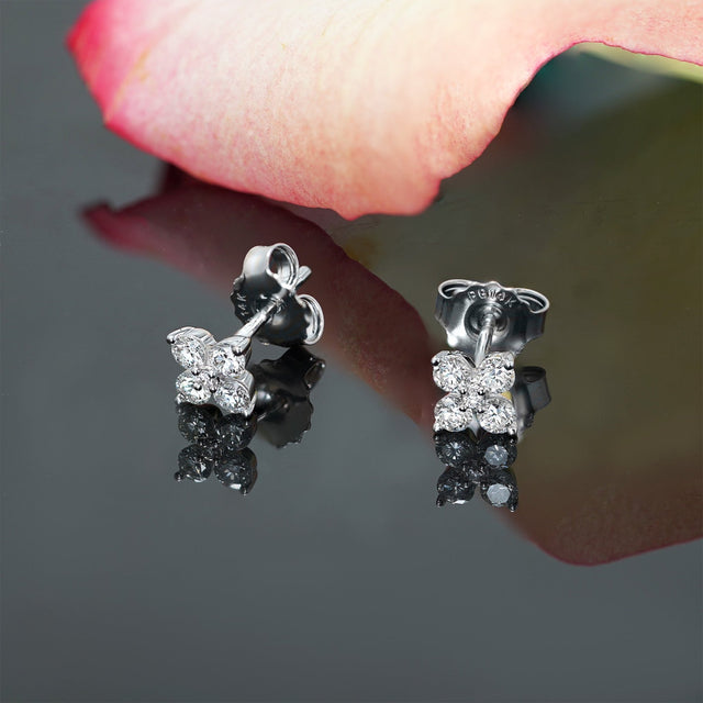 Lab Grown Diamond Stud Earrings, Diamond Gold earrings, 4 diamond in one pcs, EH113 - Diamond Origin