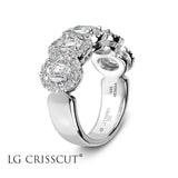 LG Crisscut Diamond Ring, 1.5 ct Oval Lab Grown L'Amour Diamond, 0.60 ct Round Diamond, - Diamond Origin